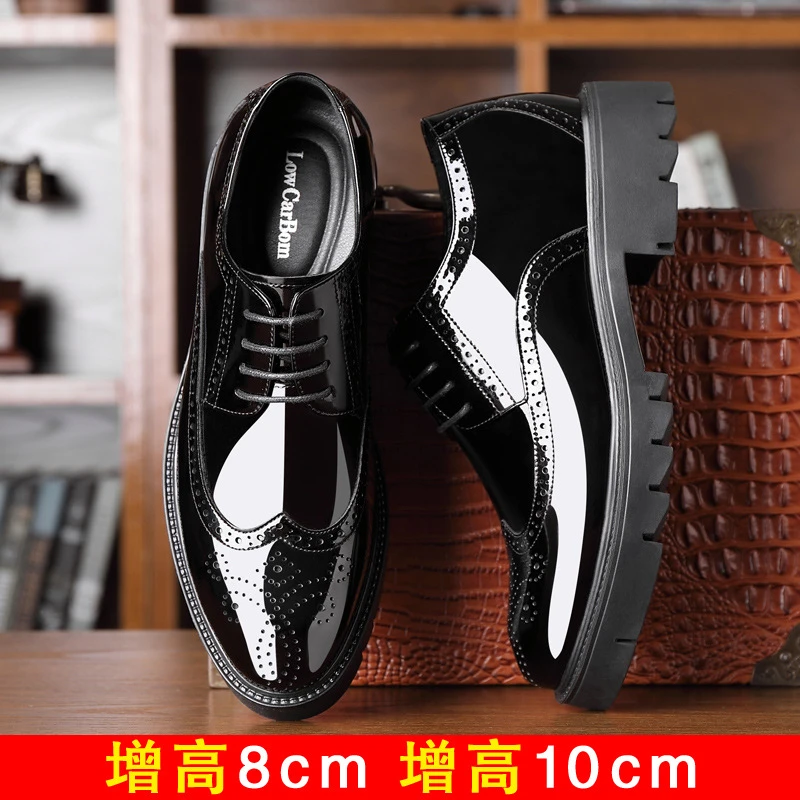 增高鞋 10 公分|男士商務正裝|布洛克漆皮厚底德比鞋|米蘭:圖片 2