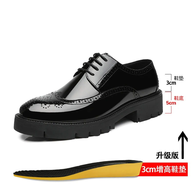 增高鞋 10 公分|男士商務正裝|布洛克漆皮厚底德比鞋|米蘭:圖片 7