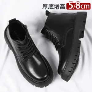 增高鞋 8 公分｜男靴｜真皮厚底馬丁拉鏈切尔西靴